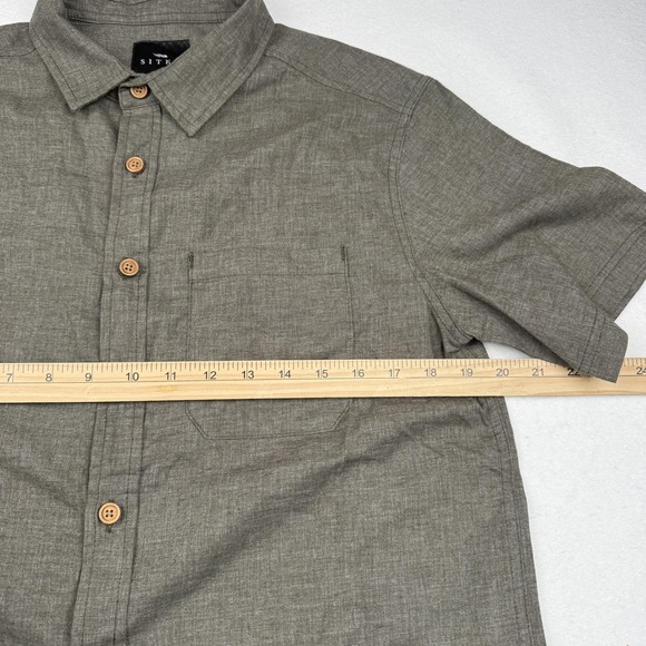 Sitka Shirt Mens Medium Olive Hemp Blend Short Sleeve Button Up Recycled Outdoor - Picture 4 of 6